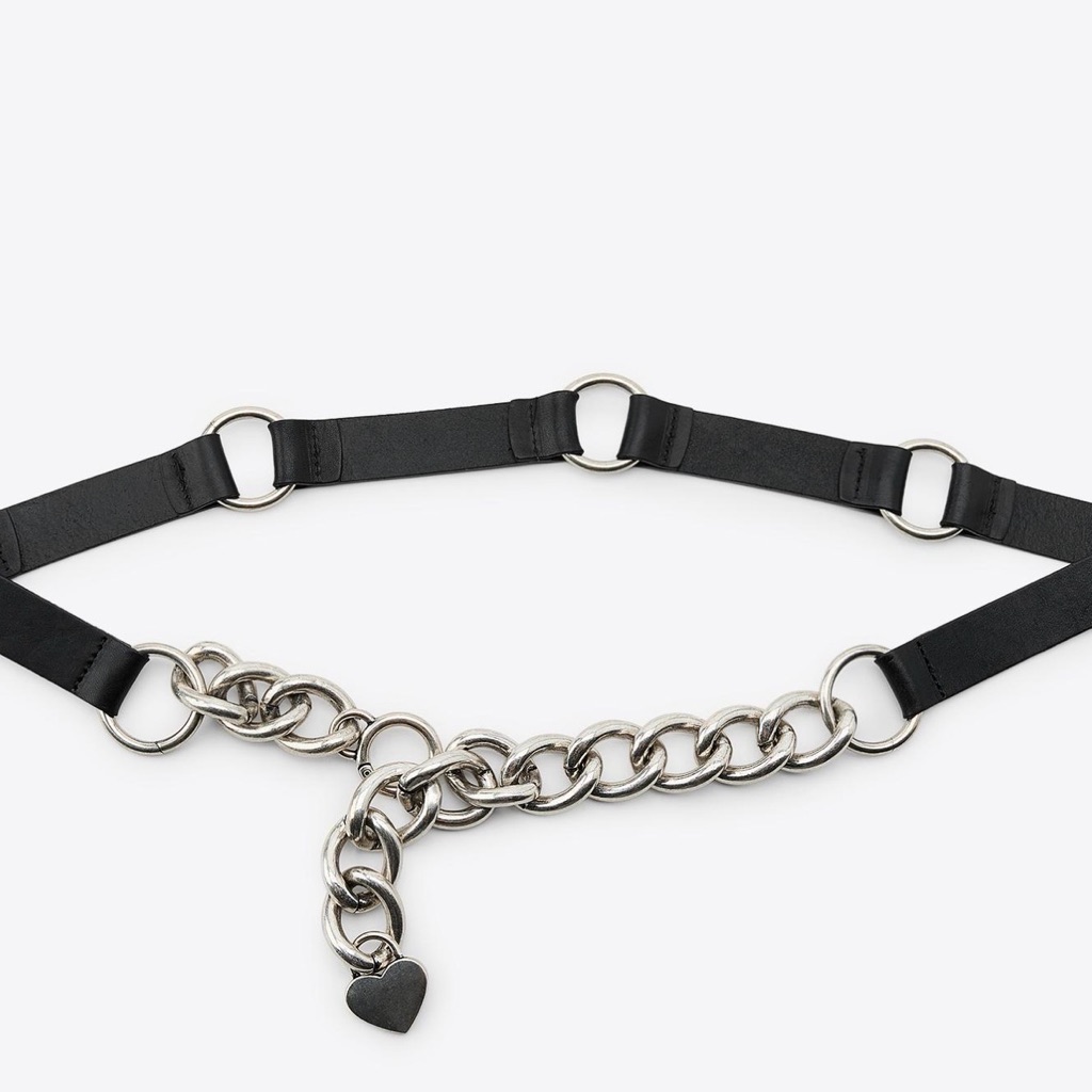 Zara Black And Silver Chain Belt